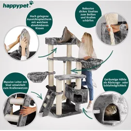 Happy Pet HAPPYPET Kratzbaum große Katzen XXL, Katzenbaum Deckenhoch, Stabil und Massiv mit Sisalsäulen und Dicker Bodenplatte, Ideal für Schwere