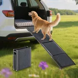 GIHAUVIA Hunderampe mit rutschfesten Teppich 180 x 44 cm klappbar für Auto Hunde Rampe Hundetreppe Einstiegshilfe 113 kg Belastbarkeit - Dunkelgrau