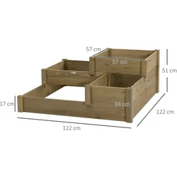 Outsunny - Hochbeet - 122L x 122B x 51H cm - braun