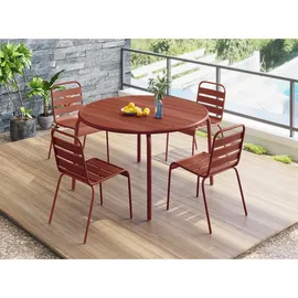 vente-unique Gartentisch Ø 110 x 74 cm Terracotta/Rot