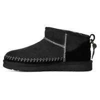 UGG Classic Ultra Mini Biarritz Damen Winterstiefel – Haariges Veloursleder Schwarz 40 EU - Schwarz - 40