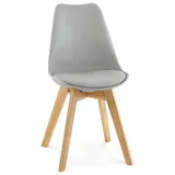 KADIMA DESIGN Esszimmerstuhl Esszimmerstuhl Holz Polypropylen Grau Zeitloses Design (Moderner Designstuhl mit Polsterung 56x48x83 cm 3 cm Polsterdicke), Skandinavischer Küchenstuhl mit Eichenholzbeinen TEKI Kollektion grau