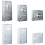 Zedelmaier Medizinschrank aus Edelstahl,Medikamenten Aufbewahrung,Medikamentenschrank 2 Fächer,Apothekerschrank,Badezimmerschrank,Hängend,Abschließbarer Medizinschrank,30 x 30 x 12 cm,Silber