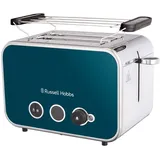 Russell Hobbs Toaster [für 2 Scheiben] Distinctions Edelstahl Ocean Blue (extra breite Toastschlitze,inkl.Brötchenaufsatz,6 Bräunungsstufen+Auftau-&Aufwärmfunktion, Lift&Look-Funktion, 1600W)26431-56