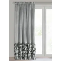 Eurofirany Carli Samtvorhang mit Rüsche, Velvet Vorhang mit Kräuselband -1 STK. Vorhang Blickdicht, Verdunkelung, Exklusiver Vorhang für Wohnzimmer, Schlafzimmer, 140x250 cm, Grau