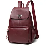 FANDARE Echtes Leder Rucksack Damen Stylisch Rucksäcke Wasserdicht Daypack Schultasche für Universität Arbeit Einkaufen Reise Rucksack Weinrot