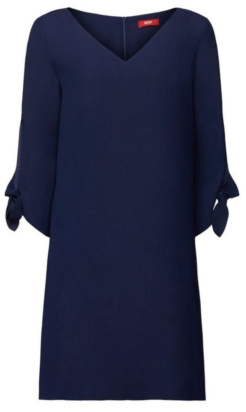 Esprit Collection Midikleid Crêpe-Kleid mit Laser-Cut-Details blau 38