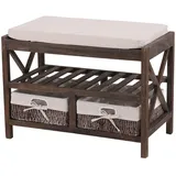 MCW Schuhregal Sitzbank Schuhablage, Shabby-Look Vintage 45x65x34cm ~ braun