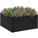 WIFESE Blumentopf 80x80x40 cm Pflanzkübel Schwarz Poly Rattan Blumentopf Gross Hochbeet Metall PflanzküBel Groß AußEn Blumentopf Schwarz Plant Box Blumentopf Hoch Flower Pot Blumentopf Rechteckig