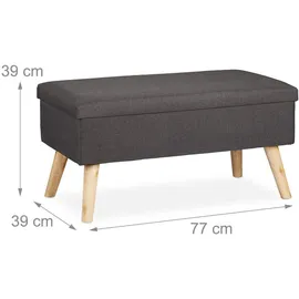 Relaxdays Truhenbank Gepolstert Silber 39 x 77 x 39 cm