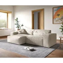 DeLife Ecksofa Sirpio XL 270x170 cm Cord Beige Recamiere variabel, Ecksofas