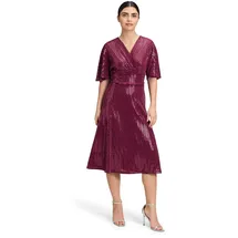 Vera Mont Cocktailkleid Glitzer-Look Rot/Grau 36
