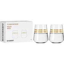 Ritzenhoff & Breker RITZENHOFF 6141003 Wasserglas 400 ml - Serie Celebration Deluxe Set Nr. 3, 2 Stück mit Echt-Gold - Made in Germany