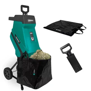 VONROC Häcksler 2500W - für Äste bis Ø45mm - inkl 45L Auffangsack & Schiebestock
