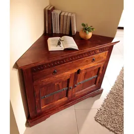 Massivmoebel24 Eckkommode 107 x 80 x 54 cm Nougat lackiert / Braun