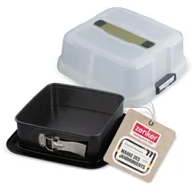 Zenker Bake, Click & Go Quadratische Springform mit Haube – 24 x 24 x 8 cm – Backform mit passendem Deckel für den direkten Transport – Kuchenform zum Backen & Transportieren