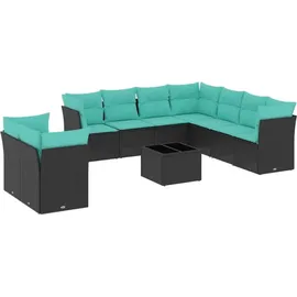 vidaXL Gartenlounge-Set 10-tlg. schwarz/blau