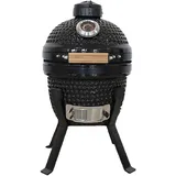 Kamado Bono KAMADO_BONO 32 cm großer Kamado-Grill mit Grillrosten und Hitzeschutz, Kamado-Eiergrill in Schwarz