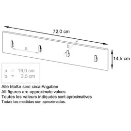 Vladon Garderobenpaneel Linea 72,5 x 14,5 x 3,5 cm Grau