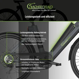 SachsenRAD xBird Urban City Bike C6F Connect Damen 26 Zoll grey