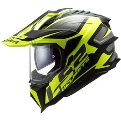 LS2 MX701 Explorer Alter, Endurohelm - Matt Schwarz/Neon-Gelb/Grau - XS