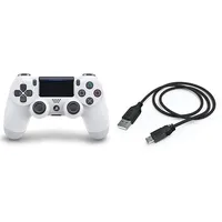 PlayStation 4 - DualShock 4 Wireless Controller, Wei√ü (2016) & Hama Controller Ladekabel f√or PS4, ‚ÄûBasic‚Äú, 1,5 m (extra langes Kabel, microUSB-Anschluss) Aufladekabel