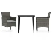 VidaXL 3-tlg. Garten-Essgruppe mit Kissen Grau und Schwarz