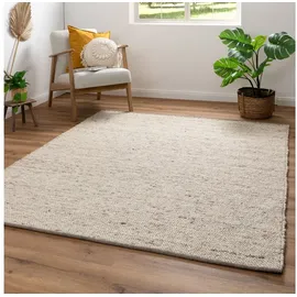 Steffensmeier Wollteppich Benin, Rechteckig, Handwebteppich, Fusselstopp beige 90 cm x 160 cm