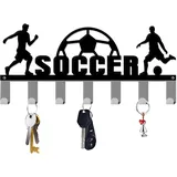 INFUNLY Schlüsselhalter Für Die Wand Fußball-Thema Wandhaken Metall-Schlüsselhaken Schlüsselanhänger-Halter Mit 7 Haken Personalisiertes Design Schlüsselbrett Heim-Schlüsselbrett