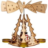 SIKORA Weihnachtspyramide P29 Tannenbaum aus Holz für 4 Teelichte H:20cm