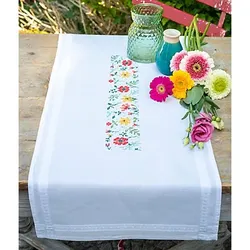 Stickläufer "Frische Blumen"