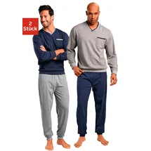 LE JOGGER le jogger® Pyjama Packung, 2 Stück, 4 tlg. in langer Form le jogger® marine, grau-meliert