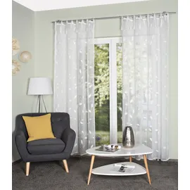 HOME WOHNIDEEN Schlaufenschal AIDINA, Bestickt, halbtransparent, mit Schlaufen und 8 Bindebänder, Farbe: wollweiß, Größe: 245 x 140 cm, Anzahl:1x