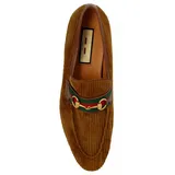 GUCCI Web Corduroy 41 Loafer mit markante grün-rot-grüne „Web“-Streifen-Detail braun