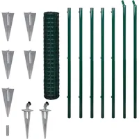 vidaXL Maschendrahtzaun Set 10x1,5m Stahl 10 x 1,5 m Grün -