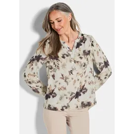 GOLDNER Florale Druckbluse mit V-Ausschnitt Beige 54