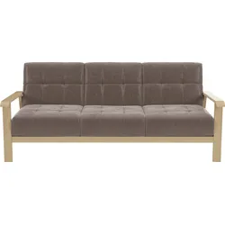 3-Sitzer SIT & MORE "Billund", grau (taupe), B:199cm H:88cm T:106cm, 100% Polyester, Sofas, Armlehnen aus Buchenholz in natur, verschiedene Bezüge und Farben