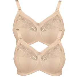 Anita "2er Pack Komfort BH ohne Bügel Safina", Damen, Gr. 100, Cup G, beige (sand sand), Obermaterial: 50% Polyamid PA. 25% Polyester PES. 10% Elasthan EL. 10% Viskose CV. 5% Baumwolle CO., BHs Entlastungs-BH