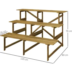 Outsunny - Pflanzenständer - 120Lx80Wx78Hcm - Verkohlt