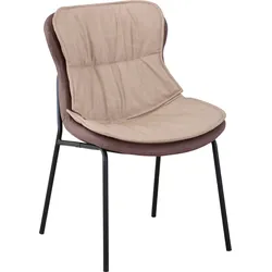 Polsterstuhl KAYOOM, beige (beige, hellbraun), B:54cm H:84cm T:64cm, Kunstleder, Eisen, Stühle, pflegeleicht, bequem, angenehme Sitzfläche, mit trendigen Ziernähten