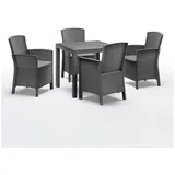 BICA Gastro Essgruppe Lido | Esstisch Dallas mit 4 Sesseln | Wetterfeste Gartenmöbel in Graphite