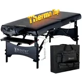 Master Massage 76cm Galaxy Mobil Massageliege ThermaTop Integriertes Heizsystem Klappbar Massagebett Massagebank Kosmetikliege Portable Beauty Bed Holzbeine Tragetasche Paket, Schwarz
