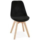 KADIMA DESIGN Esszimmerstuhl Esszimmer Stuhl Schwarz Samt mit Holzbeinen Elegantes Design (Retro Sessel JOE mit Polsterung 48x56x85 cm), Vintage Hocker mit Rückenlehne Kadima Design Kollektion beige|schwarz