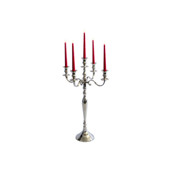MCW Kerzenhalter Kerzenleuchter, Elegante Silberoptik, Mit stabilem Fuß silberfarben 45 cm x 77 cm x 45 cm
