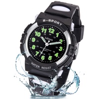 Juboos Kinderuhr Jungen Mädchen Analog Quartz Uhr mit Armbanduhr Kautschuk Wasserdicht Outdoor Sports Uhren-JU-001 (Violet) (Schwarz 01)