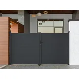 vente-unique Gartentor Flügeltor Doppeltor - 305 x 166 cm - voll - Aluminium - Anthrazit - NAZARIO