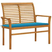 VidaXL Gartenbank mit Blauer Auflage 112 cm Massivholz Teak