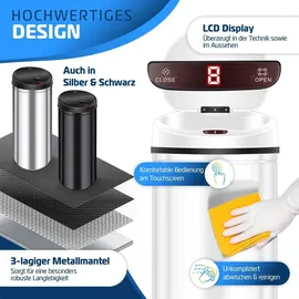Kesser Automatik Sensor Mülleimer 40 l Silber
