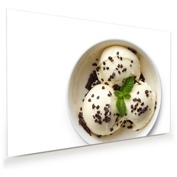 Primedeco Glasbild Wandbild Vanilleeis mit Schokolade mit Aufhängung, Süsses weiß 45 cm x 30 cm