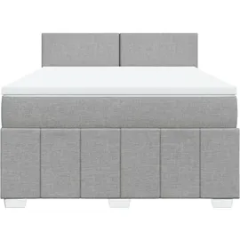 vidaXL Boxspringbett mit Matratze Hellgrau 140x200 cm Stoff